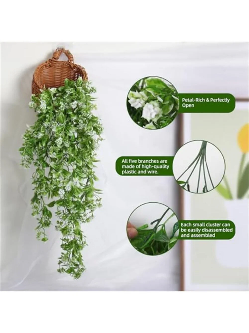 Artificial Hanging Plants Faux Greenery Vines Indoor Outdoor Wall Decor